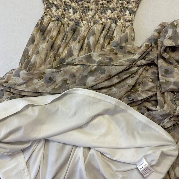 Baltic Born Floral Semi Sheer Tiered Long Sleeve Smocked Waist Dress Size M - Picture 5 of 10